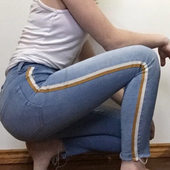 Yellow and White Striped Jeans - Picture 2 of 4